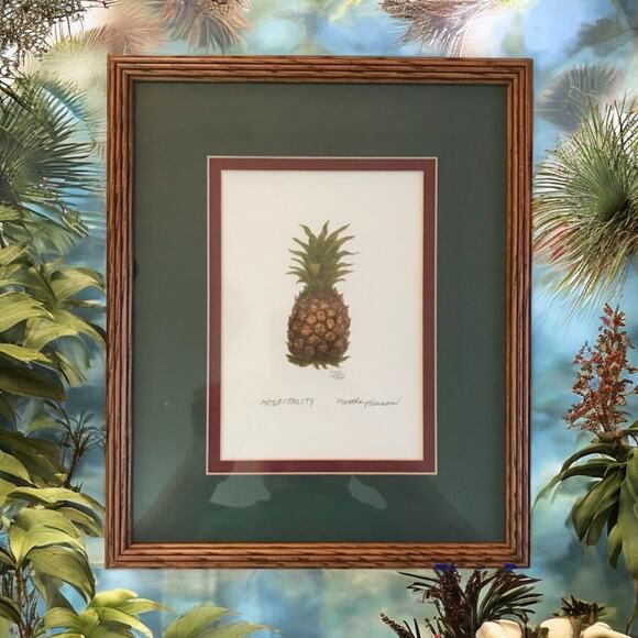 Martha Hinson Framed Limited Edition Hospitality Pineapple Print 4345/4950 - Picture 1 of 8